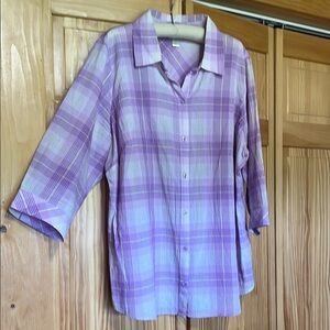 CJ Banks Lavender Plaid Shirt